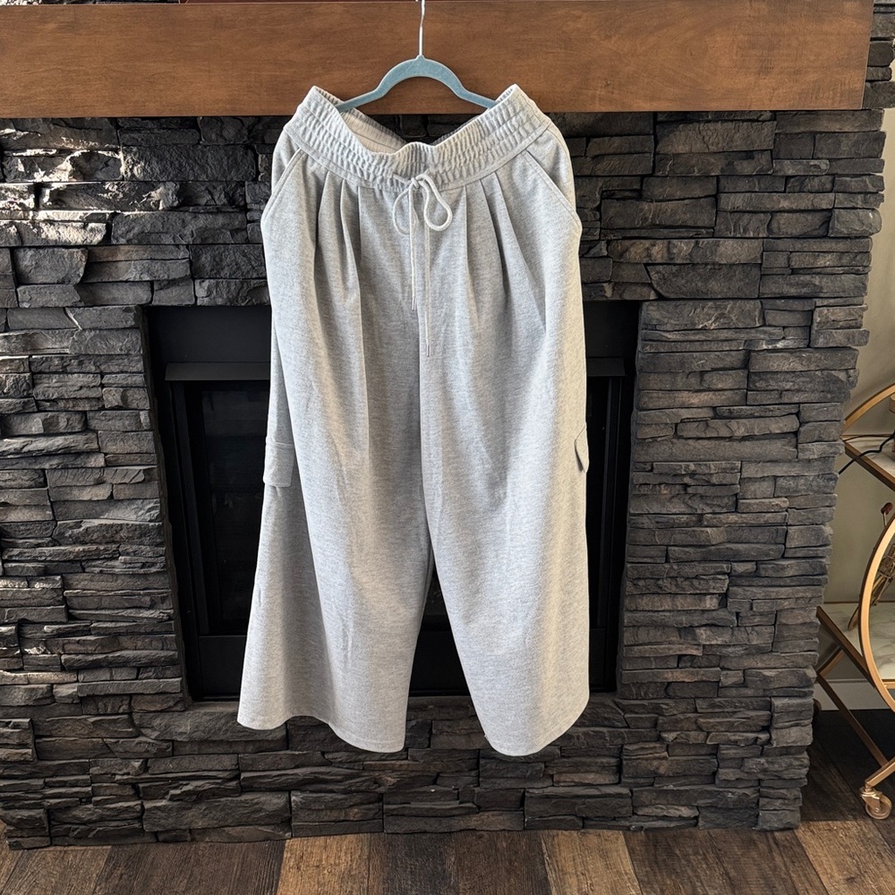 Maeve Light Gray Wide-Leg Sweatpants Jumpsuit Style. SUPER COOL LOOK